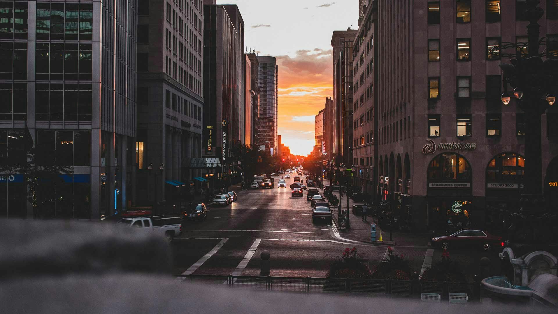 Downtown Indianapolis at Sunset